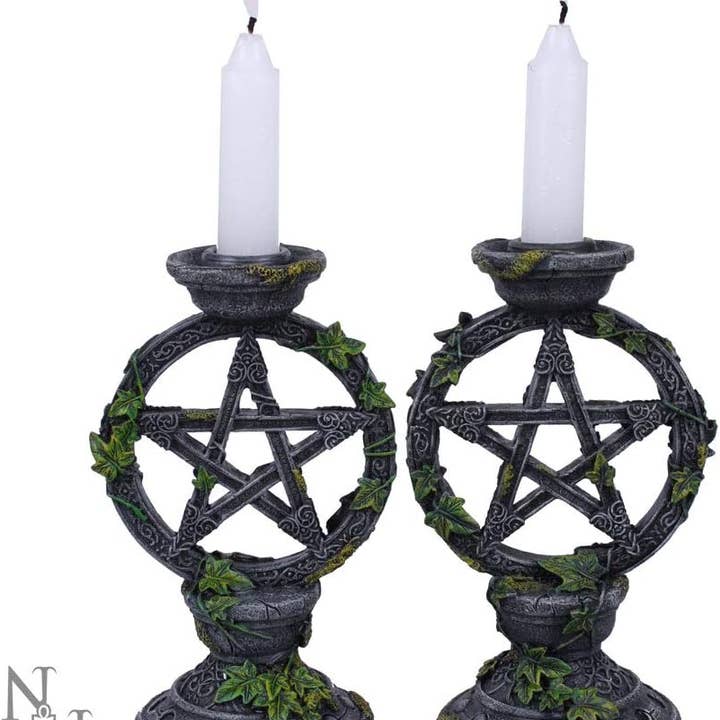 Wiccan Pentagram Candlesticks Witch Candle Holders Set of 2 for wholesale by Lionstar