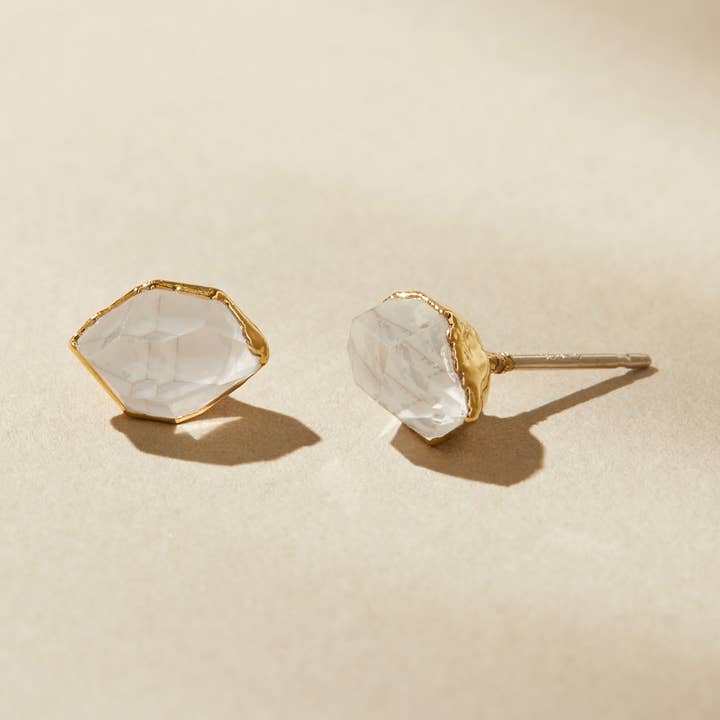 Herkimer Diamond Studs, Unique Gemstone Jewelry for wholesale by Dani Barbe