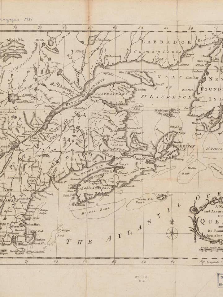 A New and Accurate Map of Quebec and Its Boundaries from a Late Survey 1781 for wholesale by Relic Map Co.