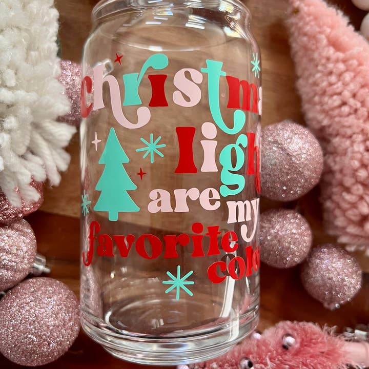 Christmas Lights Beer Can Glass, Retro Christmas, Coffee for wholesale by Boho Sips