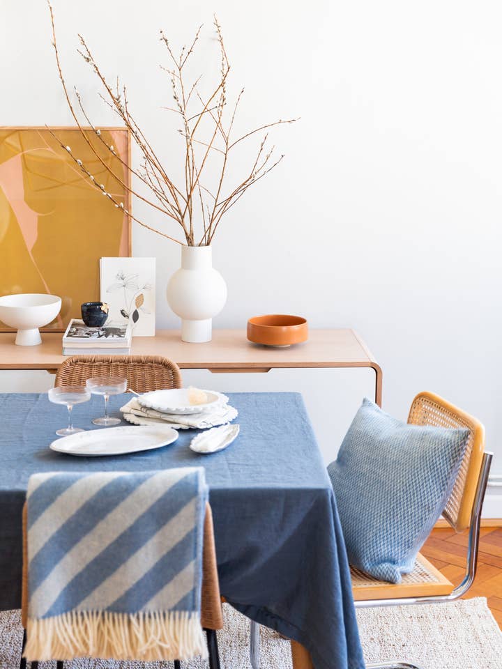 Filip blauwe, zachte, lichte deken van puur Noors wol voor wholesale door Funky Doris