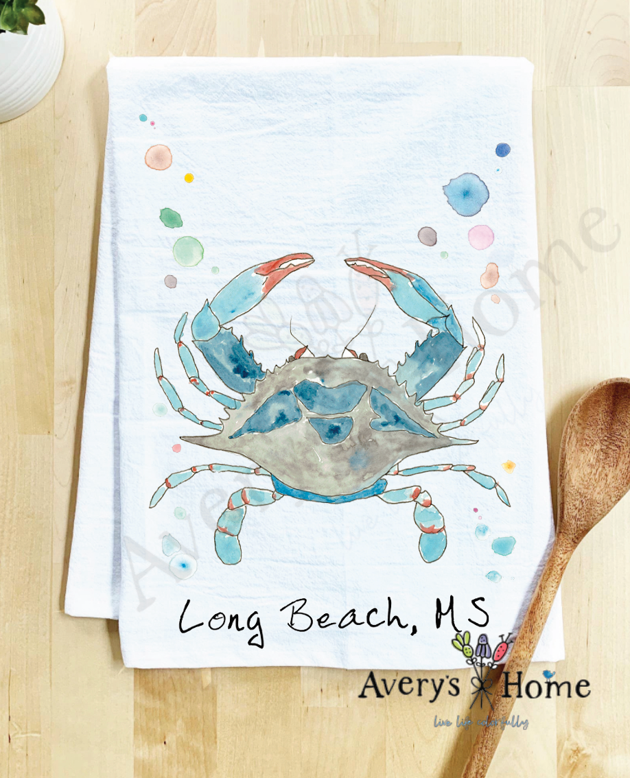 Avery's Home - Wholesale Tea Towel - Blue Crab Ocean Customizable Coastal Tea Towel73