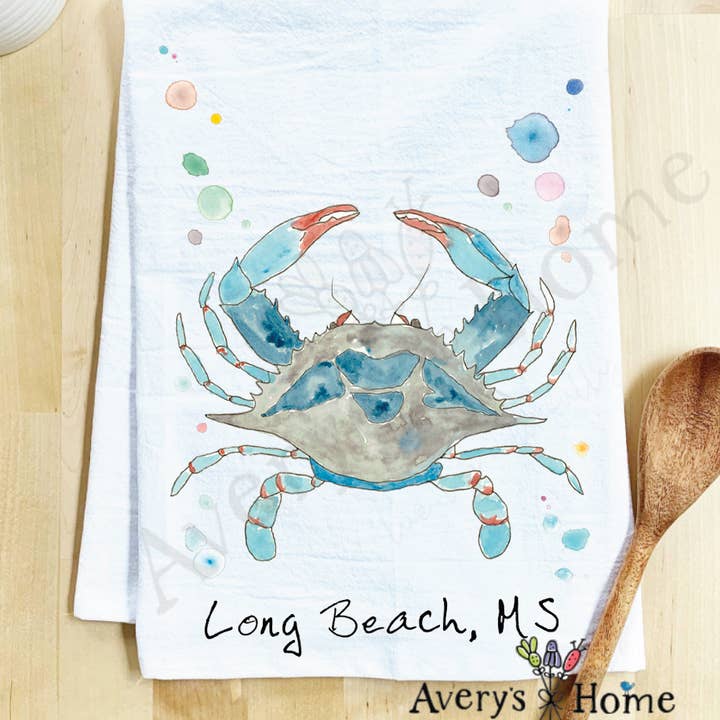 Avery's Home - Vente Torchons - Torchon côtier personnalisable "Blue Crab Ocean"73