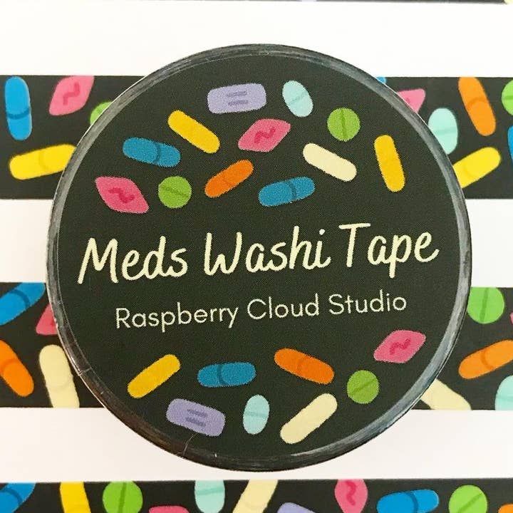 Colorful Pills Washi Tape - Medication Positivity for wholesale by Raspberry Cloud Studio