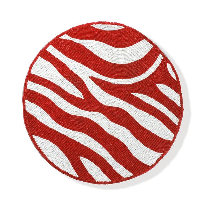 The "Safari Scarlet" Beaded Charger for wholesale by Tiramisu