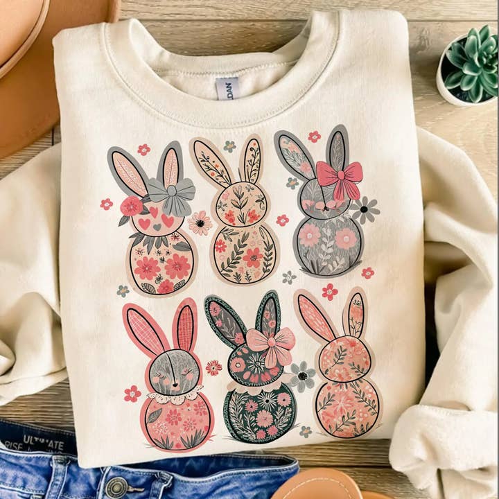 gewatteerde paashaas sweatshirt voor wholesale door StricklandDesignCo