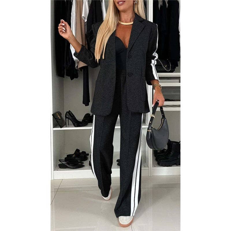 Sheer Trend - Venta al por mayor Conjunto de vestir - Mujer - Conjunto de traje casual con solapa y manga larga4