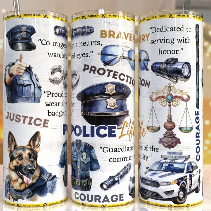 Bicchiere Police Life da 20 once per la vendita all'ingrosso da parte di Knotted Gypsy Designs