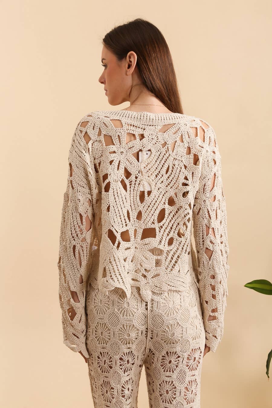 Beige Häkeloberteil mit langen Ärmeln – IN2722 für den Großhandel auf Faire3