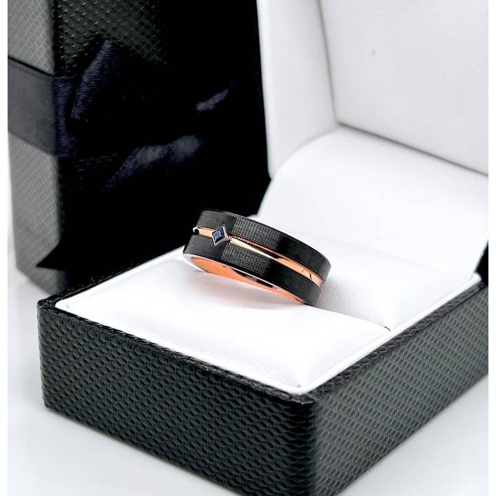 rings paradise – wholesale Vigselring – Volfram bröllopsband med safirsten