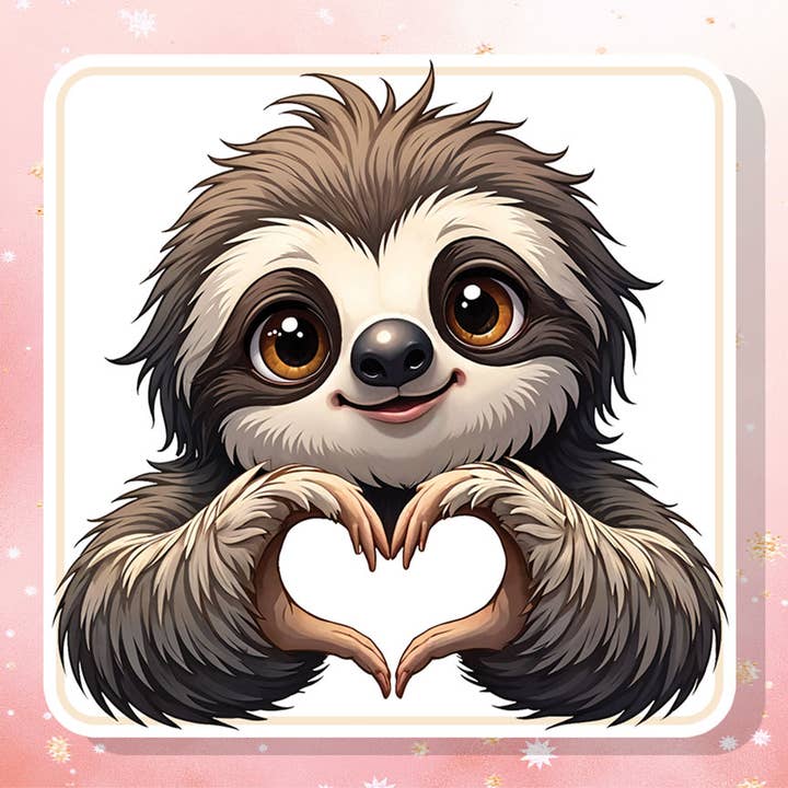 Sloth Heart Hands Love Sticker Valentine's Day for wholesale by London Luxury Candles