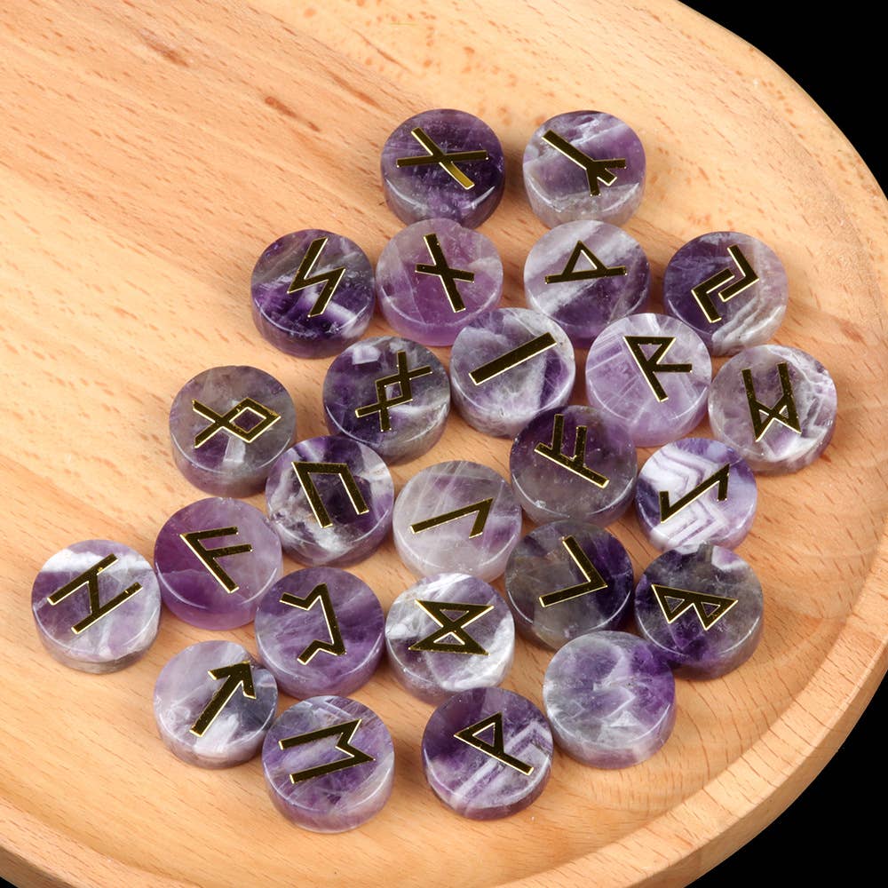 Gemcohub – wholesale Spiritual stone/crystal – Runes Natural Crystal Agate Rune Letter Disc Set Germanic10