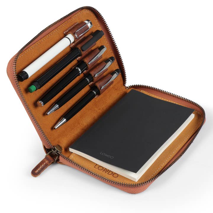 Londo - Wholesale Pencil Case/Pouch - Londo Genuine Leather Padfolio with Pencil Holder - 5 Slot29