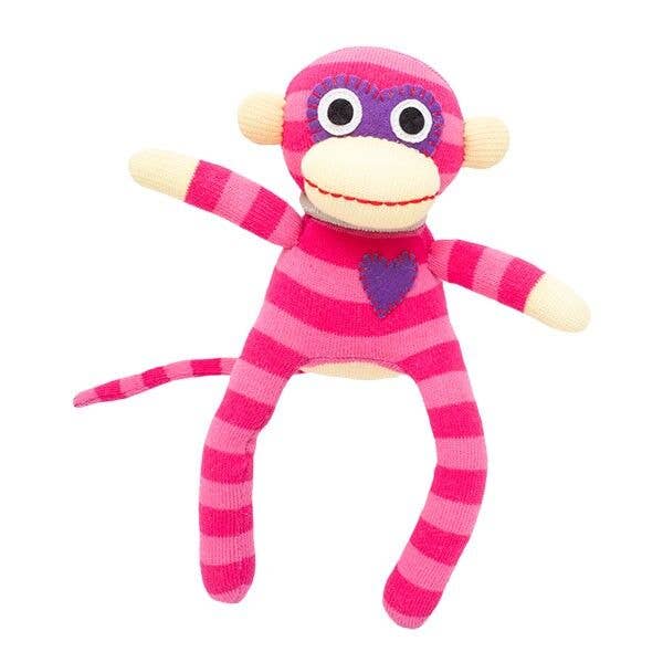 Peluche Sock Monkey Mini Stripes rosa/rosa per la vendita all'ingrosso da parte di HickUps