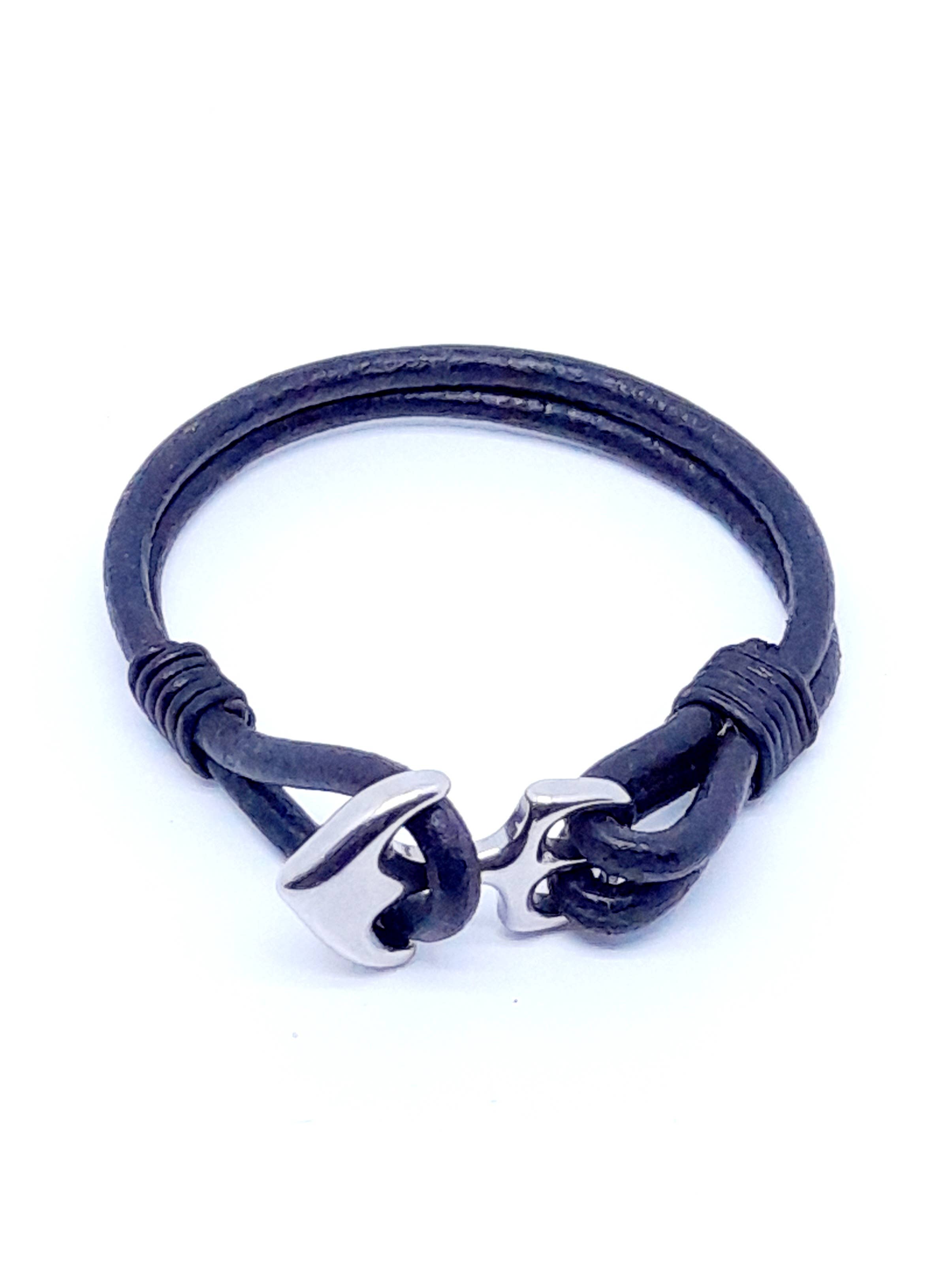 marenostrum créations - Wholesale Woven/Braided Bracelet - Stainless steel anchor leather bracelet1