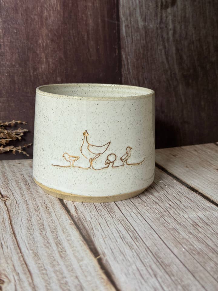 Ceramic mug - Chicken (line art) for wholesale by Wolf and Clay Pty Ltd