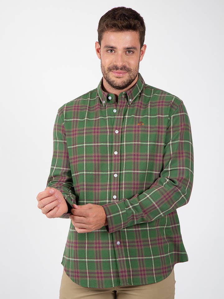 Camicia a Quadri Kaki con Granata per la vendita all'ingrosso da parte di Solera