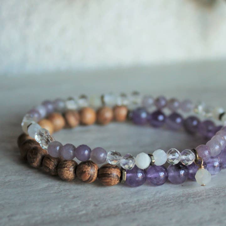 Ametist + Moonstone Lavendel Quartz Staplingssats för wholesale av Woven Stone Co.