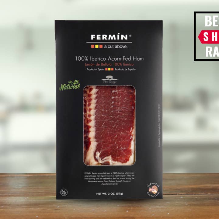 Fermin 100% Ibérico Acorn-Fed Ham 48 Months 2 oz for wholesale by Casacella Foods