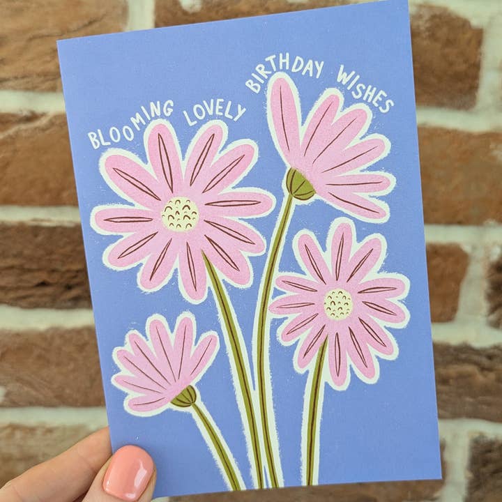 Amanda Clarke Illustration – wholesale Birthday card – Blooming Lovely Birthday Wishes - Colourful Floral Birthday2