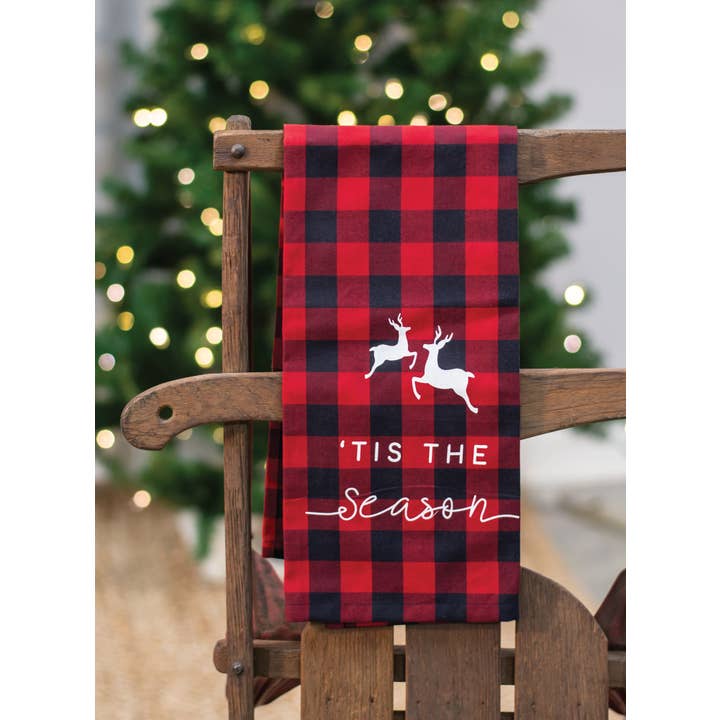 Col House Designs – Toalha de chá por atacado – Toalha Red Buffalo Tis The Season1