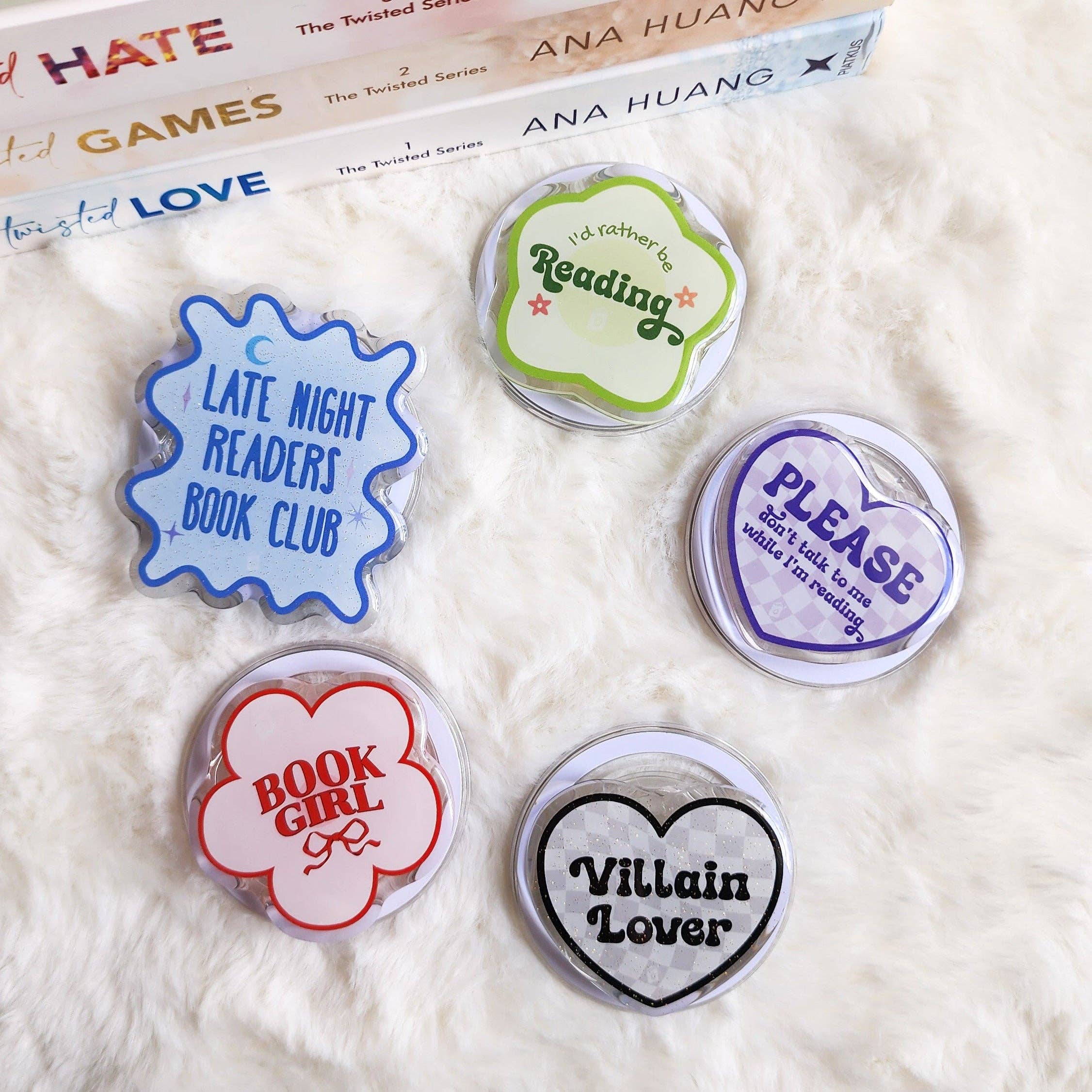 The Bean Workshop - Wholesale Phone/Tablet Stand - Late Night Readers Book Club Glitter Magnetic Kindle Grip or Phone Holder4