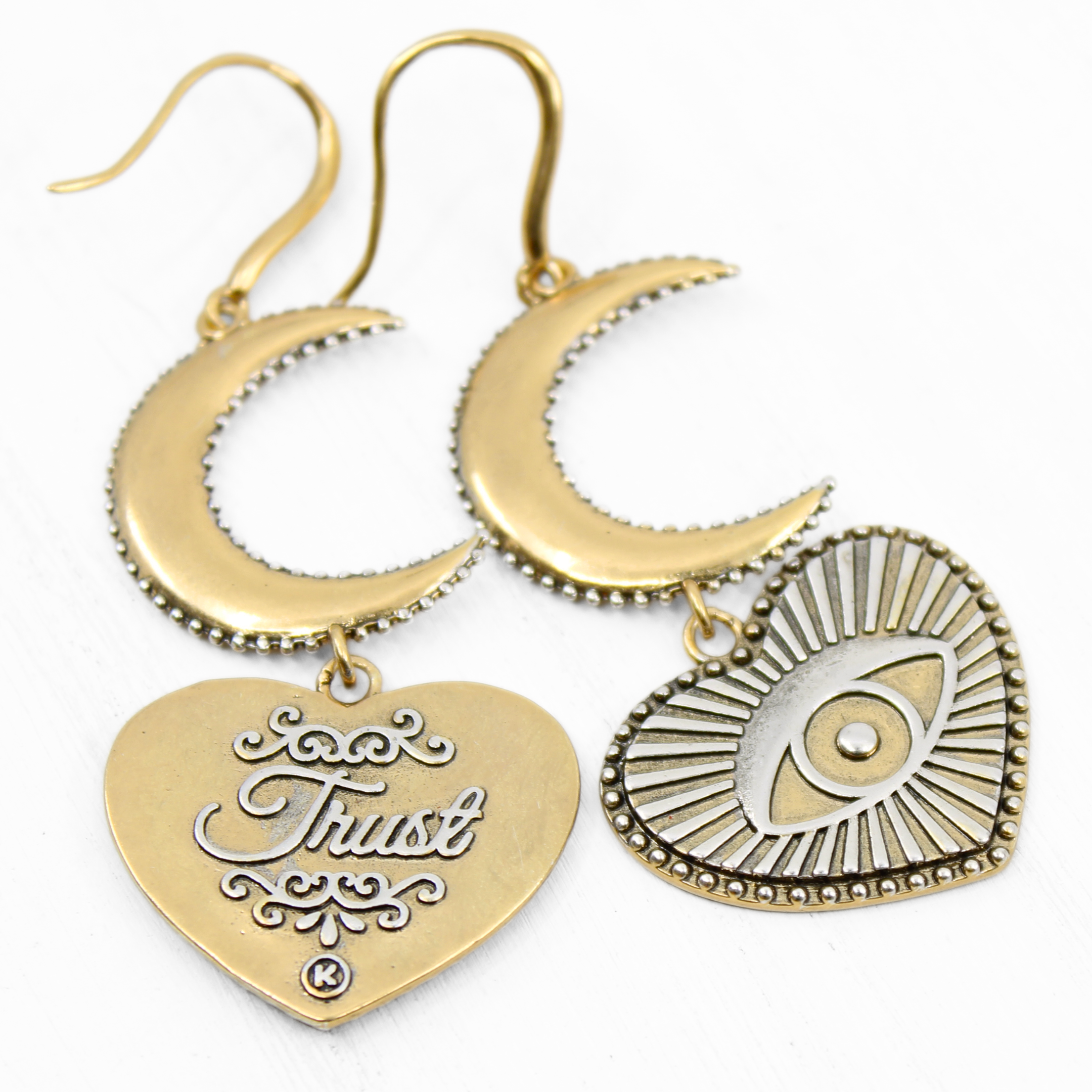 Katia Designs - Wholesale Dangle Earrings - Trust Moon & All-Seeing Eye Heart Drop Earrings3