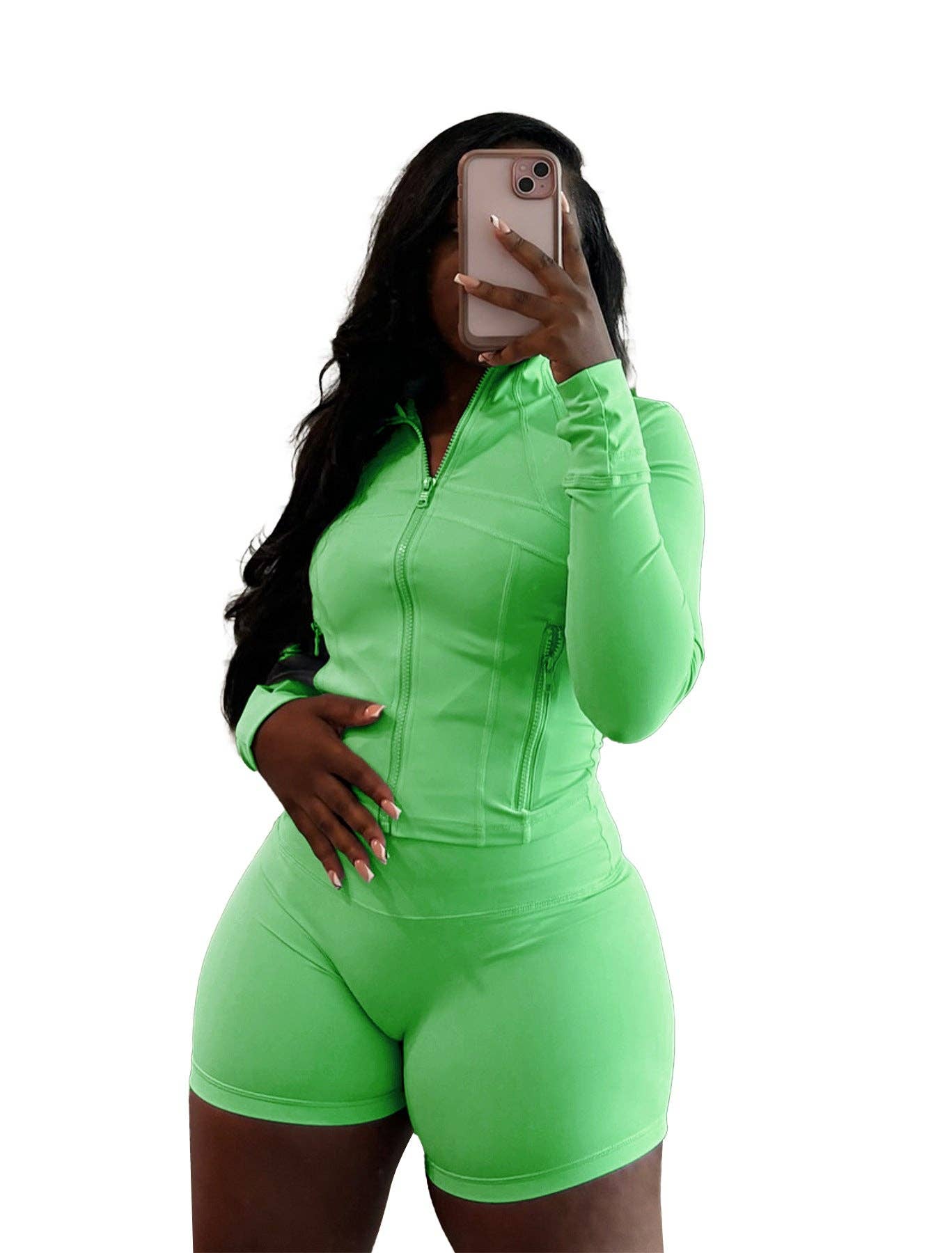 MB Fashion Wholesale - Wholesale Activewear Set - Women's - MB FASHION Athletic Set Long-Sleeve Zip-Up 4068LY7