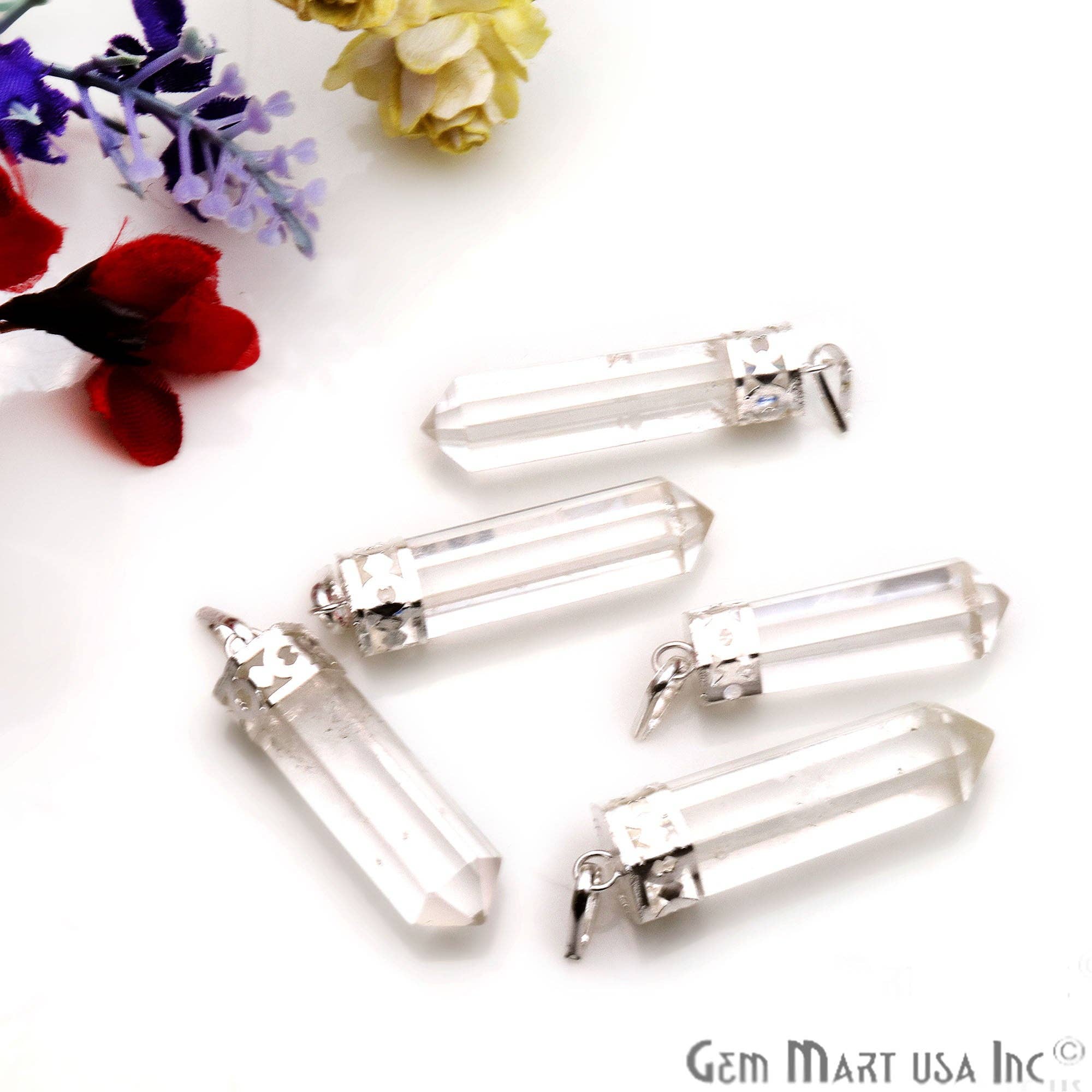 GemMartUSA – wholesale Pendant/charm necklace – DIY Healing Gemstone Silver Pencil Point Ornate Pendant 1pc18