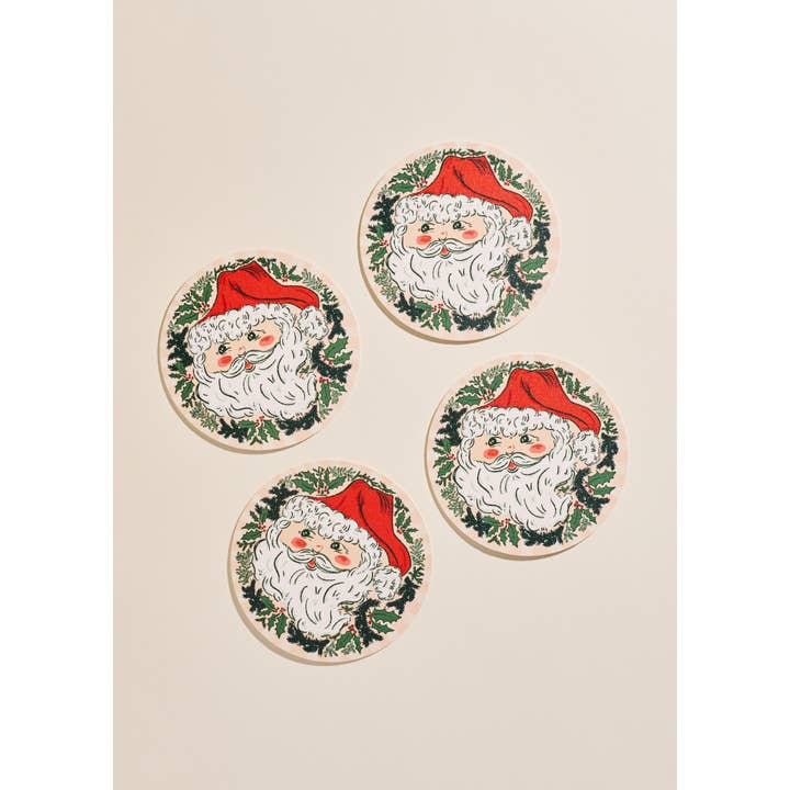 One & Only Paper - Wholesale Coasters - Jolly Santa Coasters - Set of 4