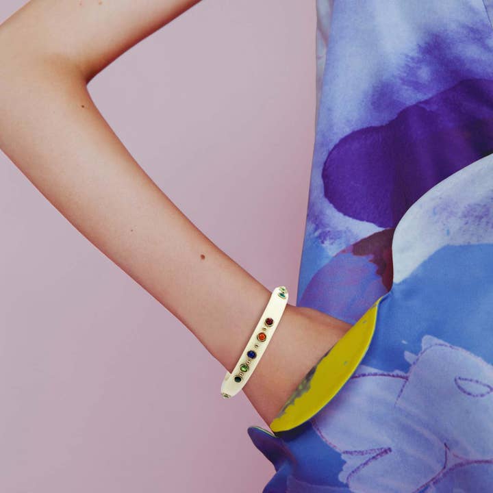 Michael Nash Jewelry - Wholesale Bangle Bracelet - Ivory Resin Studded Resin Bangle1