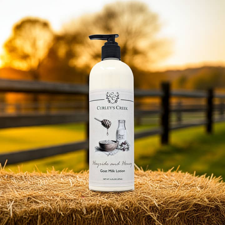 🌾 Hayride & Honey | Goat Milk Lotion | Handmade Natural Skincare | Oatmilk, Honey & Vanilla | Curley’s Creek for wholesale by Curley's Creek