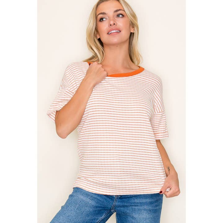 STACCATO - Wholesale Knit Top - Women's - POINTELLE STRIPE TOP