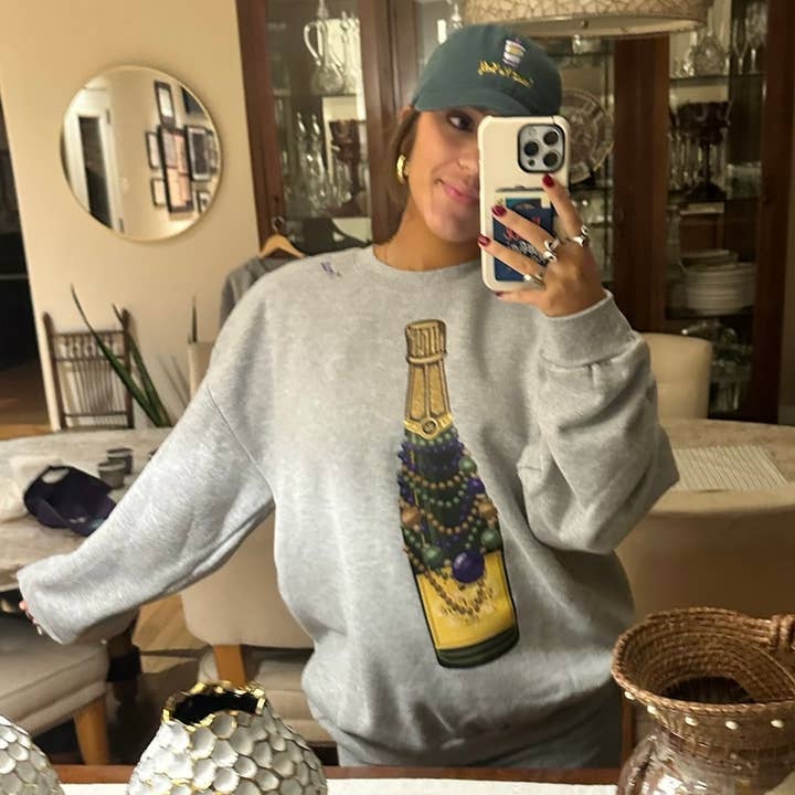 Vieux Carré Mardi Gras Sweatshirt with Embroidered Neckline for wholesale by WHEREable Art, LLC