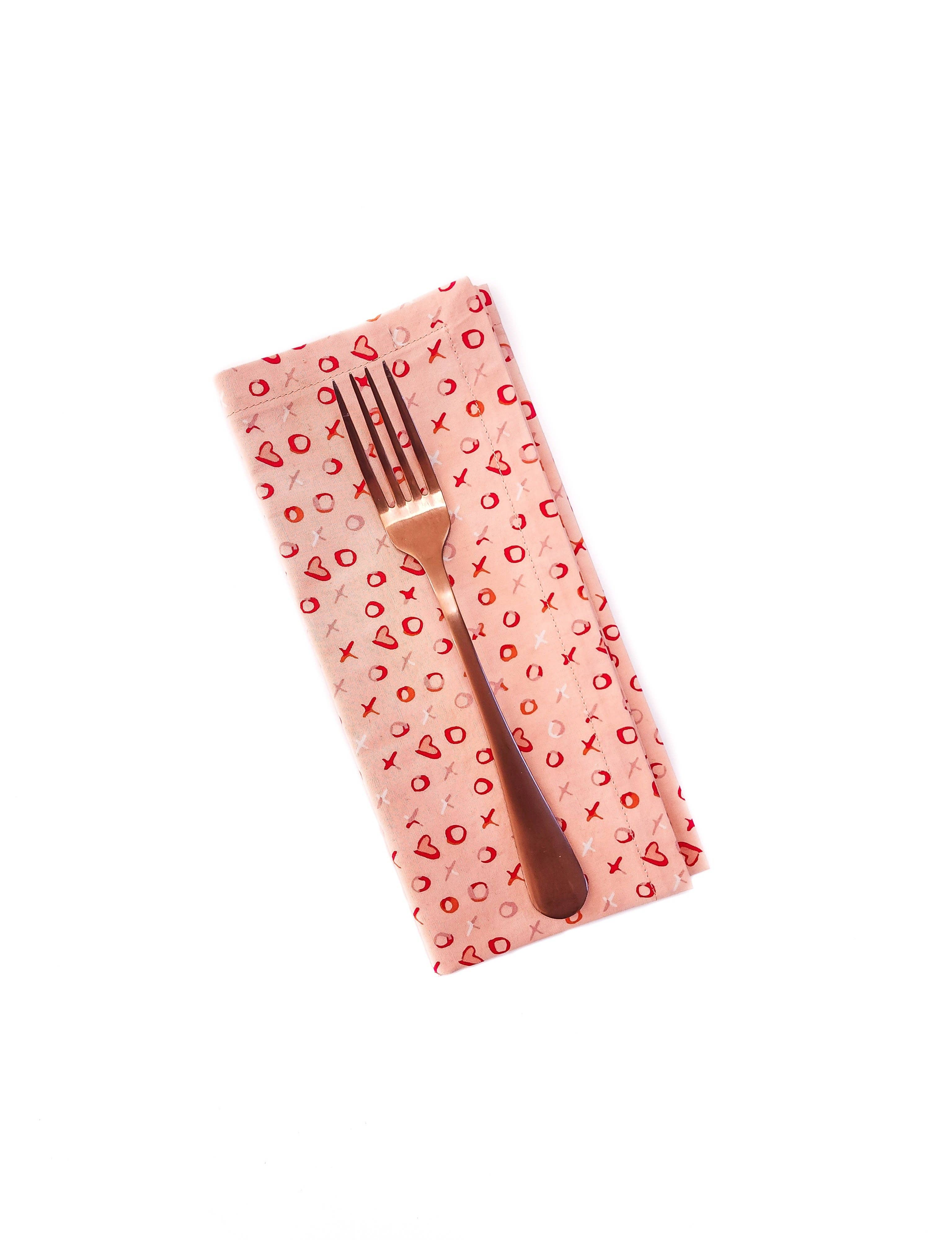 90 West Linen Co. - Wholesale Dinner & Cloth Napkin - Xs and Os Valentine's Day Napkins, Set of 48