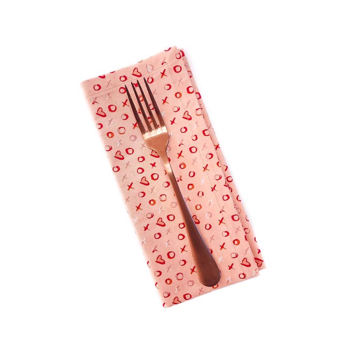 90 West Linen Co. - Wholesale Dinner & Cloth Napkin - Xs and Os Valentine's Day Napkins, Set of 48