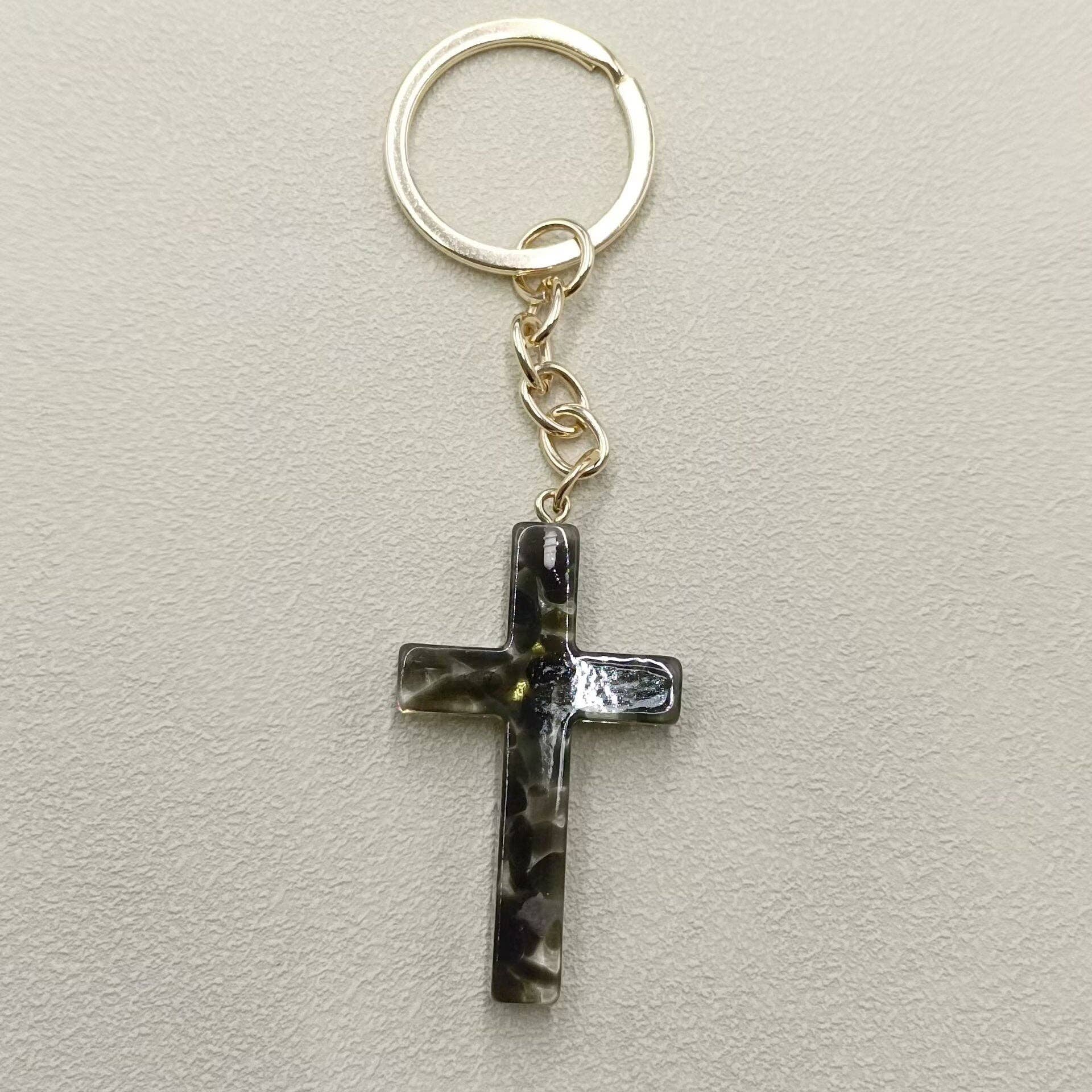 Mio Queena - Vente Porte-clés – femme - Porte-clés Ornements de Sac en Résine de Gravier Multi-style avec Breloque Croix13