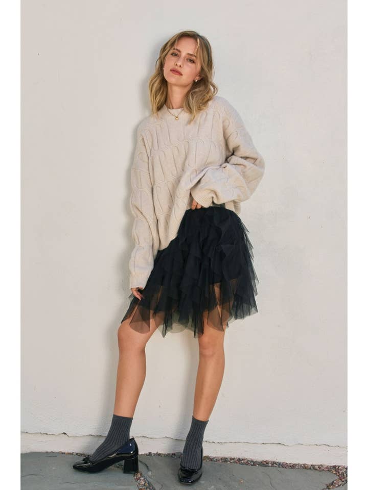 Dress Forum - Wholesale Knit Sweater - Women's - Frosted Mesa Relaxed Cable Knit Sweater9