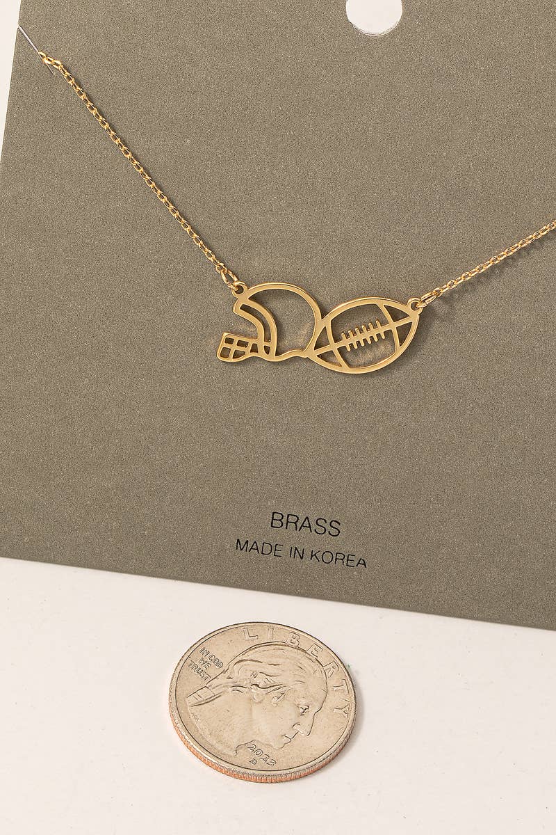 Fame Accessories - Wholesale Pendant/Charm Necklace - Football And Helmet Pendant Necklace1