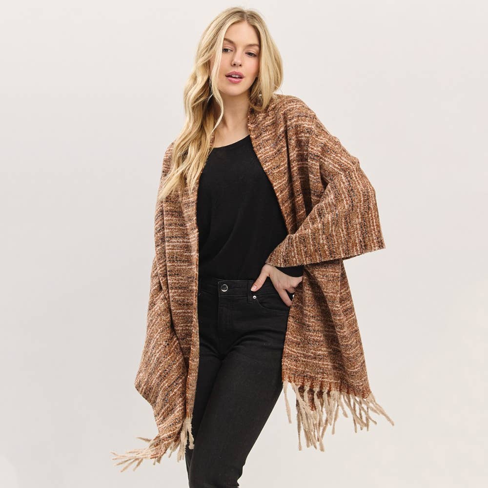 Anarchy Street - Wholesale Scarf - Women's - Soft Multi Tone Fringe Oblong Scarf3