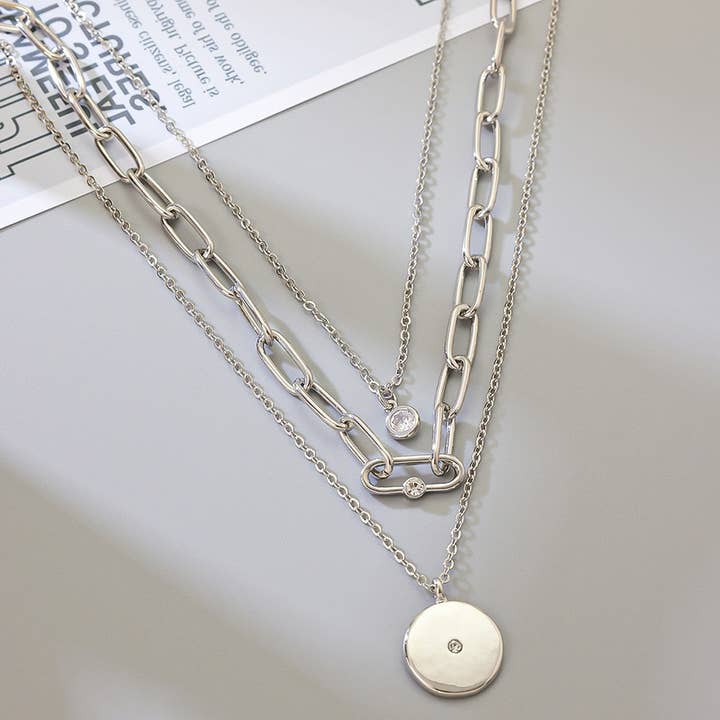 Colar-Pendente redondo em camadas múltiplas com zircónia por atacado de Eagle Crest Industries Inc.