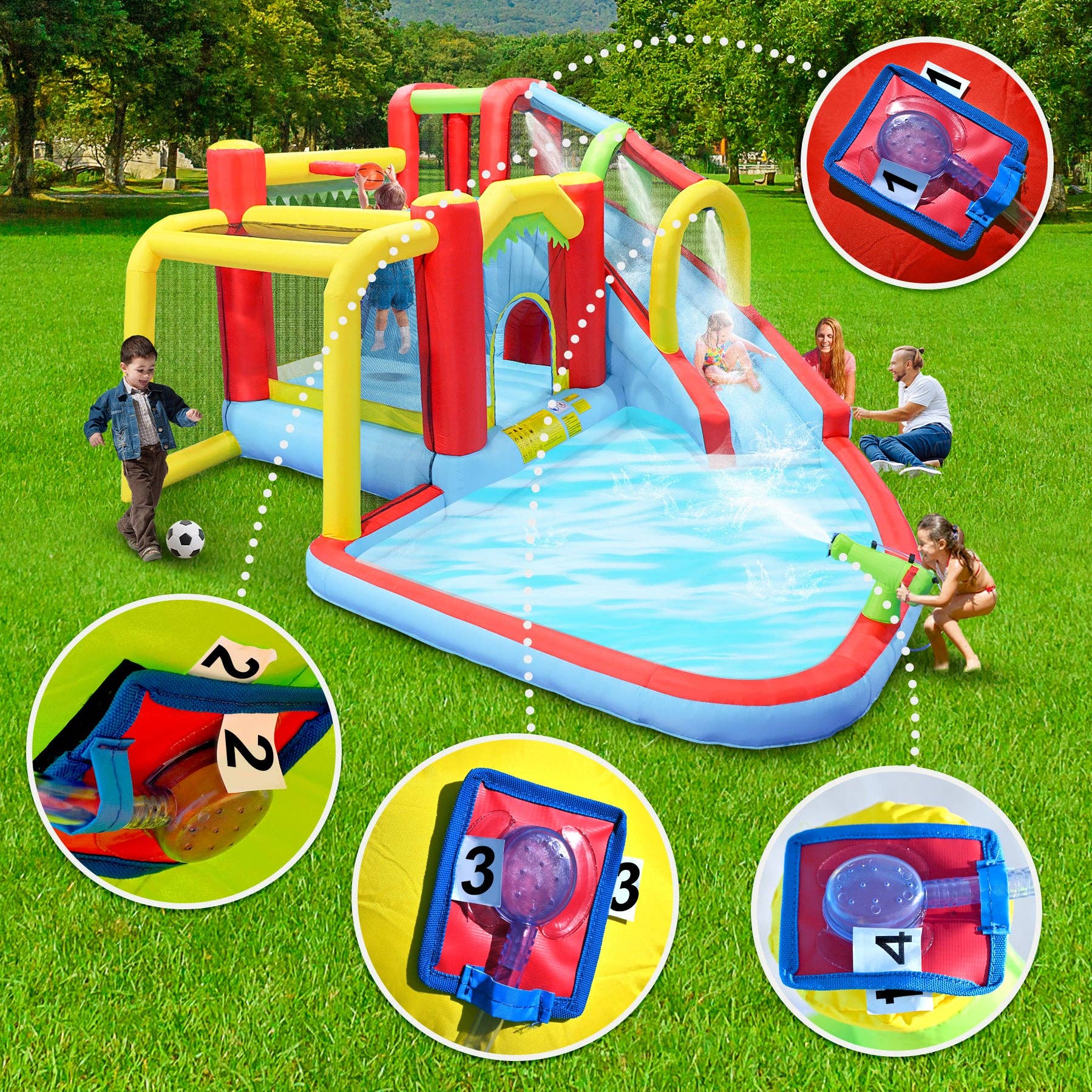 39F Inc. - Wholesale Inflatables - 7-in-1 Inflatable Water Park Bounce House – Slide, Pool 5