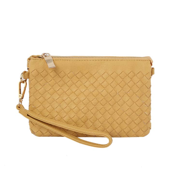 Handbag Factory Corp - Wholesale Crossbody Bag - Women's - Woven tripe comparament convertible clutch crossbody wristlet