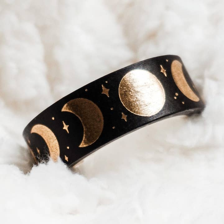 Noelle Gifts & Paper - Wholesale Washi-tape - Moon Phases Single Washi Tape (zwart/goud)0