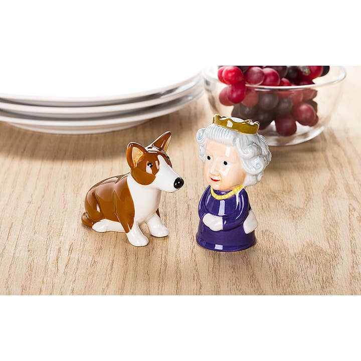 Abbott - Wholesale Salt & Pepper Shaker Set - Queen and Corgi Salt & Pepper-3.5"H2