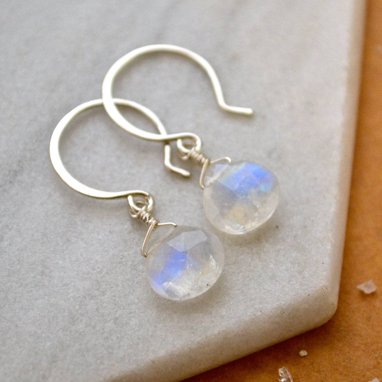 Foamy Wader - Wholesale Dangle Earrings - Moon Shadow Earrings - white rainbow moonstone gem drop earrings6
