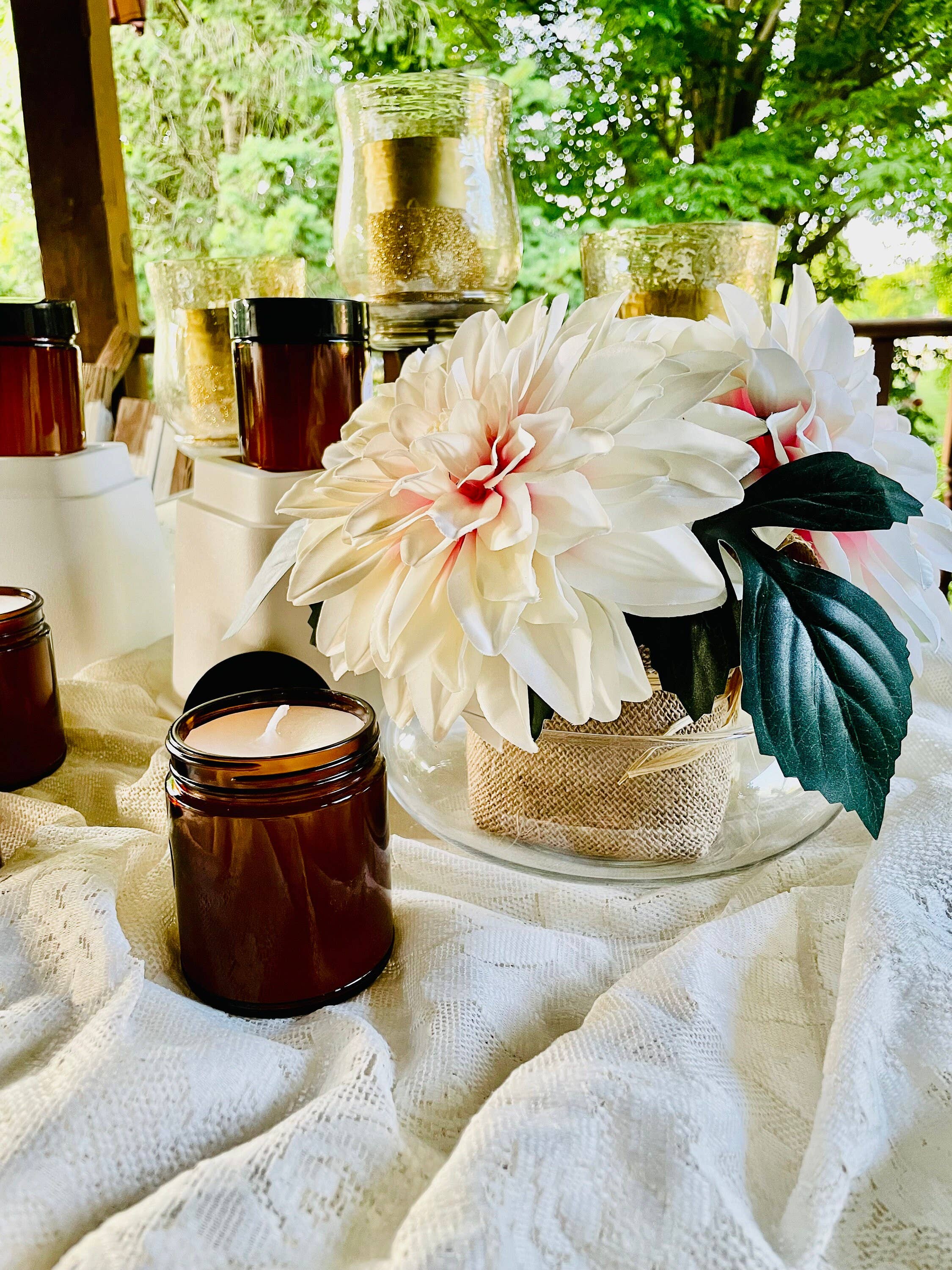 LuvinbyJessica.etsy.com - Wholesale Jar/Filled Candle - Personalized Candles Scented Candle Amber Glass Jars5