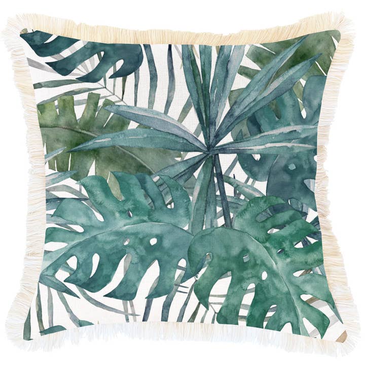 Housse de coussin Coastal Fringe Freshwater 45 cm x 45 cm pour la vente par Escape To Paradise