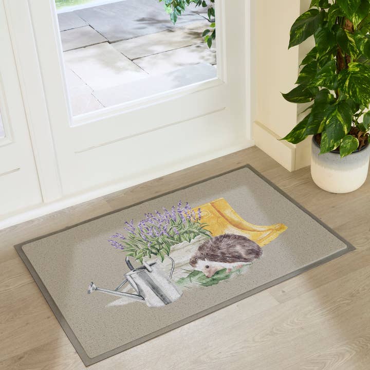 Hedgehog Lavender Indoor Outdoor Doormat (90 x 60cm) for wholesale by Artsy Mats