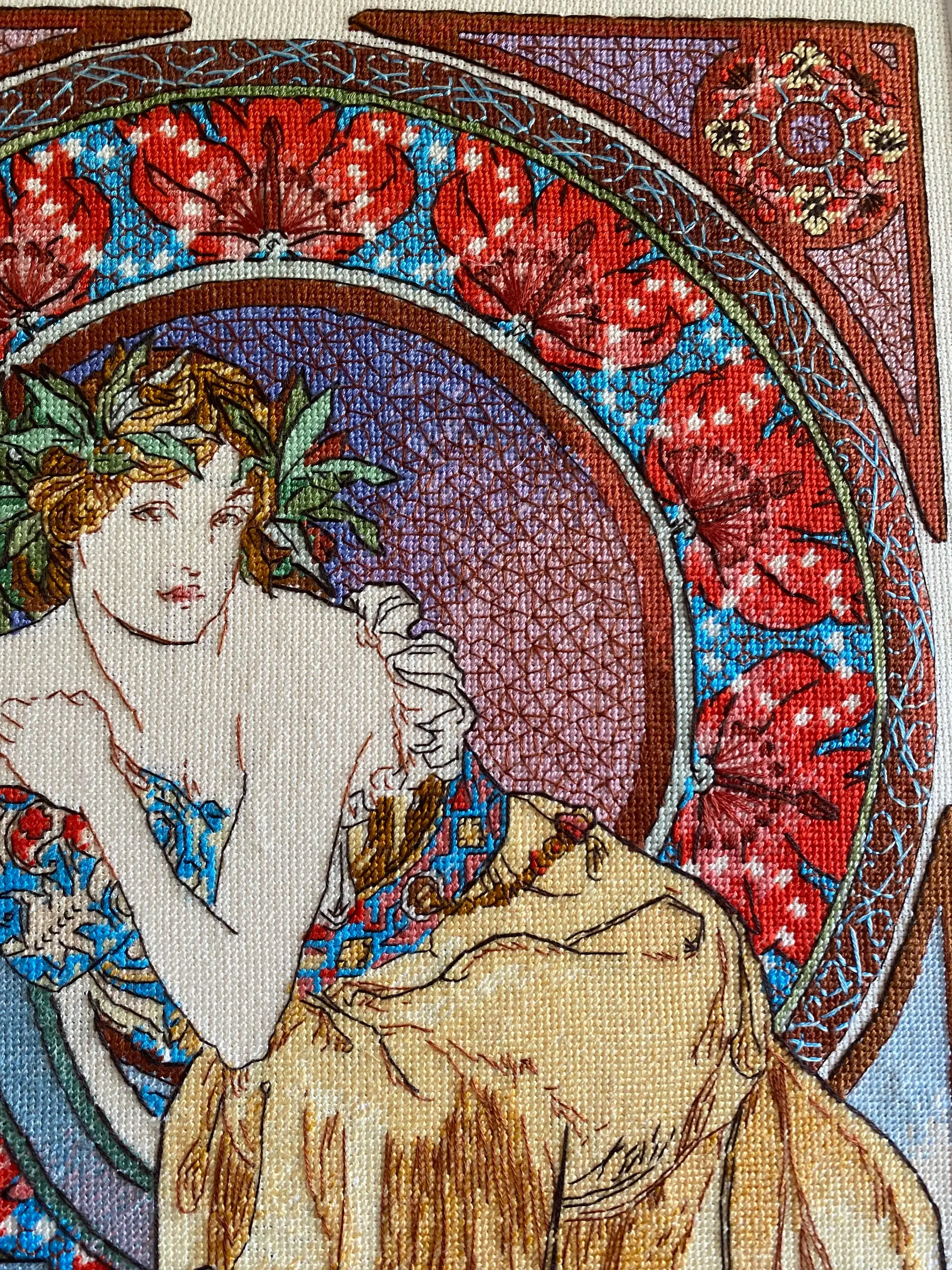 RIOLIS – Material para bordar/ponto de cruz por atacado – Kit de Ponto Cruz Riolis 100/058 Menina com Cavalete Após Mucha4